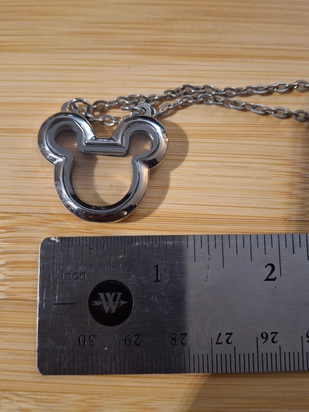 Silver Mickey-style Locket And Necklace For Floating Charms